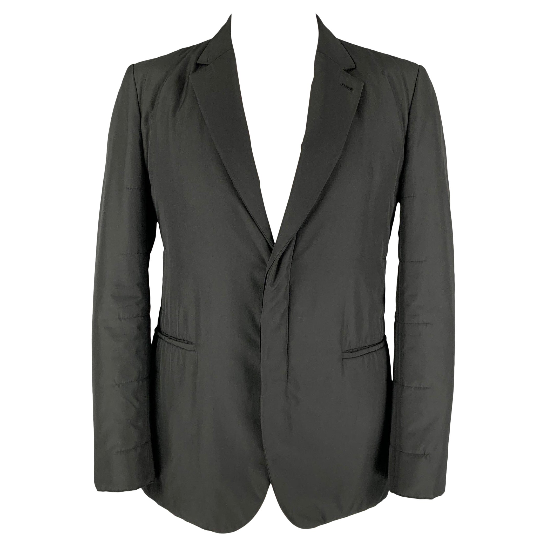 CALVIN KLEIN COLLECTION Size 44 Black Quilted Polyester Sport Coat For Sale