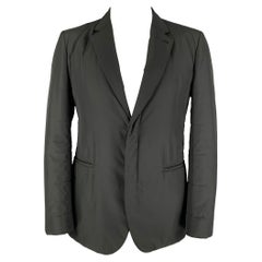 CALVIN KLEIN COLLECTION Size 44 Black Quilted Polyester Sport Coat