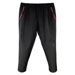 Burberry Taglia L Nero Rosso Logo Lana Mohair Elastico in Vita Pantaloni Casual