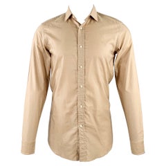 RALPH LAUREN Size S Tan Cotton Spread Collar Tailored Fit Long Sleeve Shirt