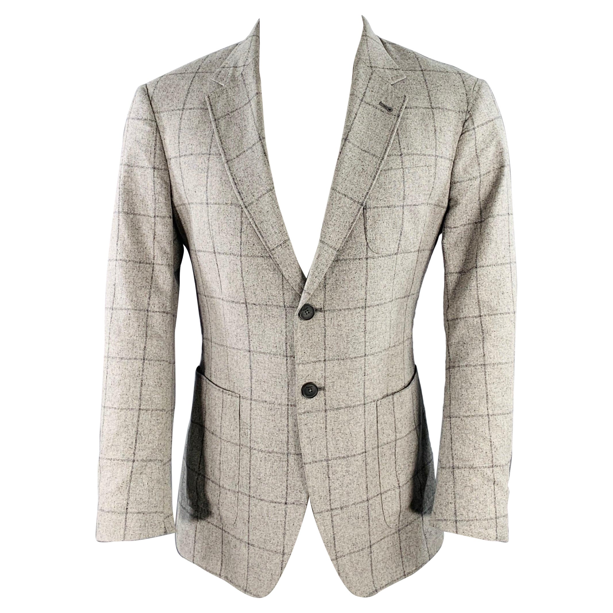 PAUL SMITH Größe 40 Regular The Westbourne Grau Anthrazitfarbene Fensterhose Seiden-Sportmantel
