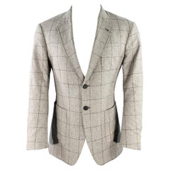PAUL SMITH Size 40 Regular The Westbourne Grey Charcoal Window Pane Silk Sport Coat