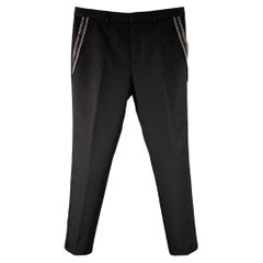 GIVENCHY Size 36 Black White Twill Polyester Wool Flat Front Dress Pants