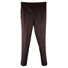 GIVENCHY Size 30 Black Red Grey Stripe Wool Flat Front Dress Pants