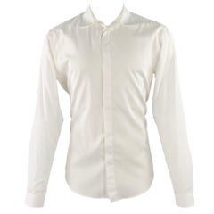 SANDRO Size M White Cotton Hidden Buttons Long Sleeve Shirt
