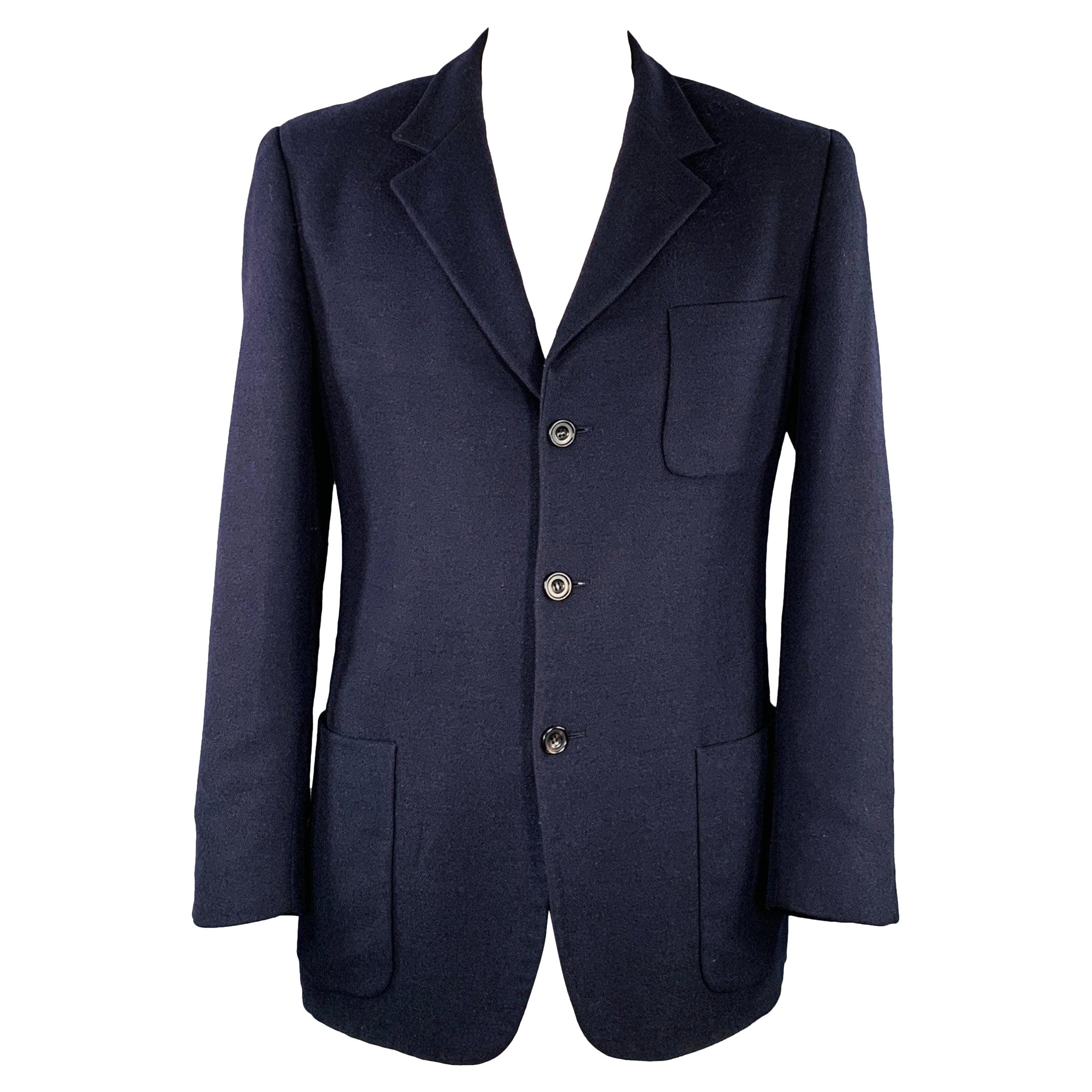 ERMENEGILDO ZEGNA Größe 42 Marineblaue Jacke aus Kaschmir und Wolle mit Notch-Revers