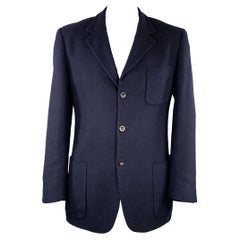 Ermenegildo Zegna Taglia 42 Giacca in Lana Cashmere con Risvolto a T in Marina