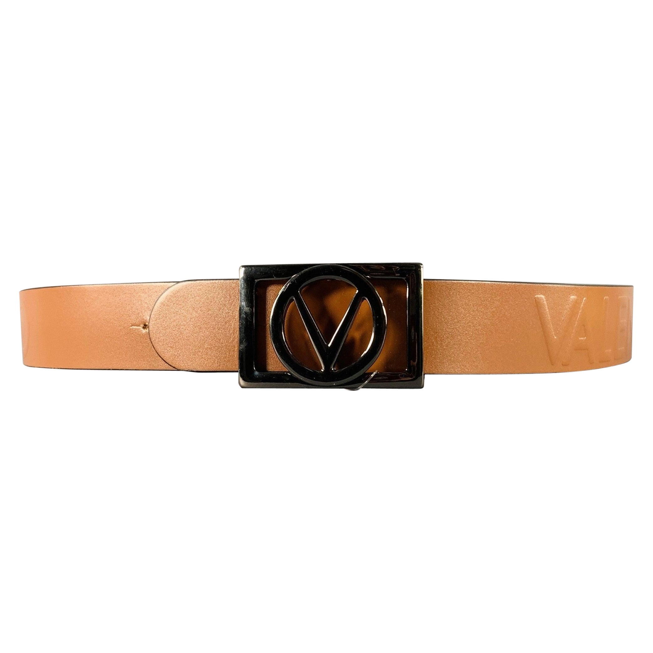 VALENTINO by MARIO VALENTINO Size 36 Brown Gunmetal Monogram Leather Belt