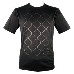Z ZEGNA Größe XL Schwarzes geometrisches T-Shirt aus Baumwolle mit Crew-Ausschnitt