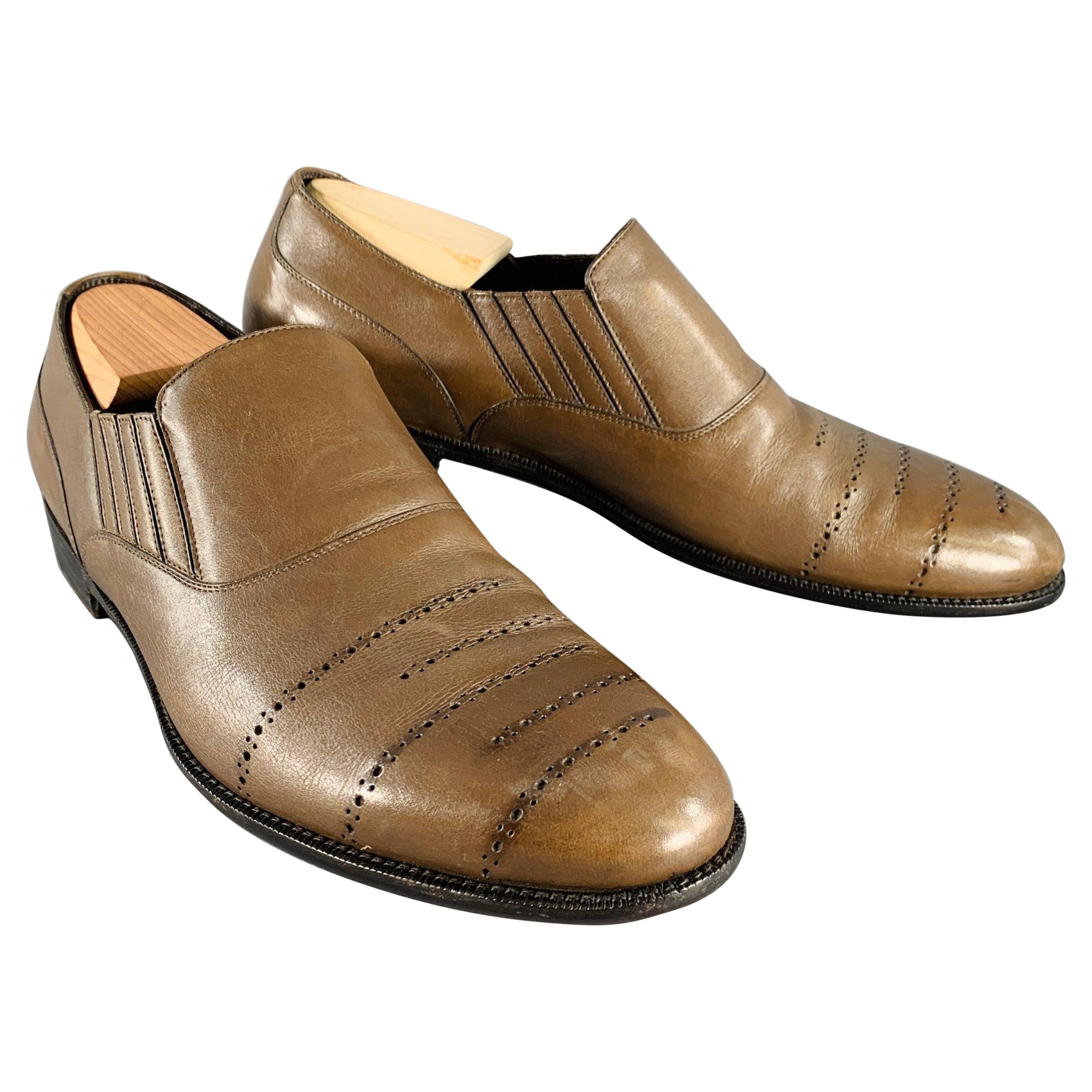 Bottega Veneta Taglia 11 Mocassini in pelle marrone traforata