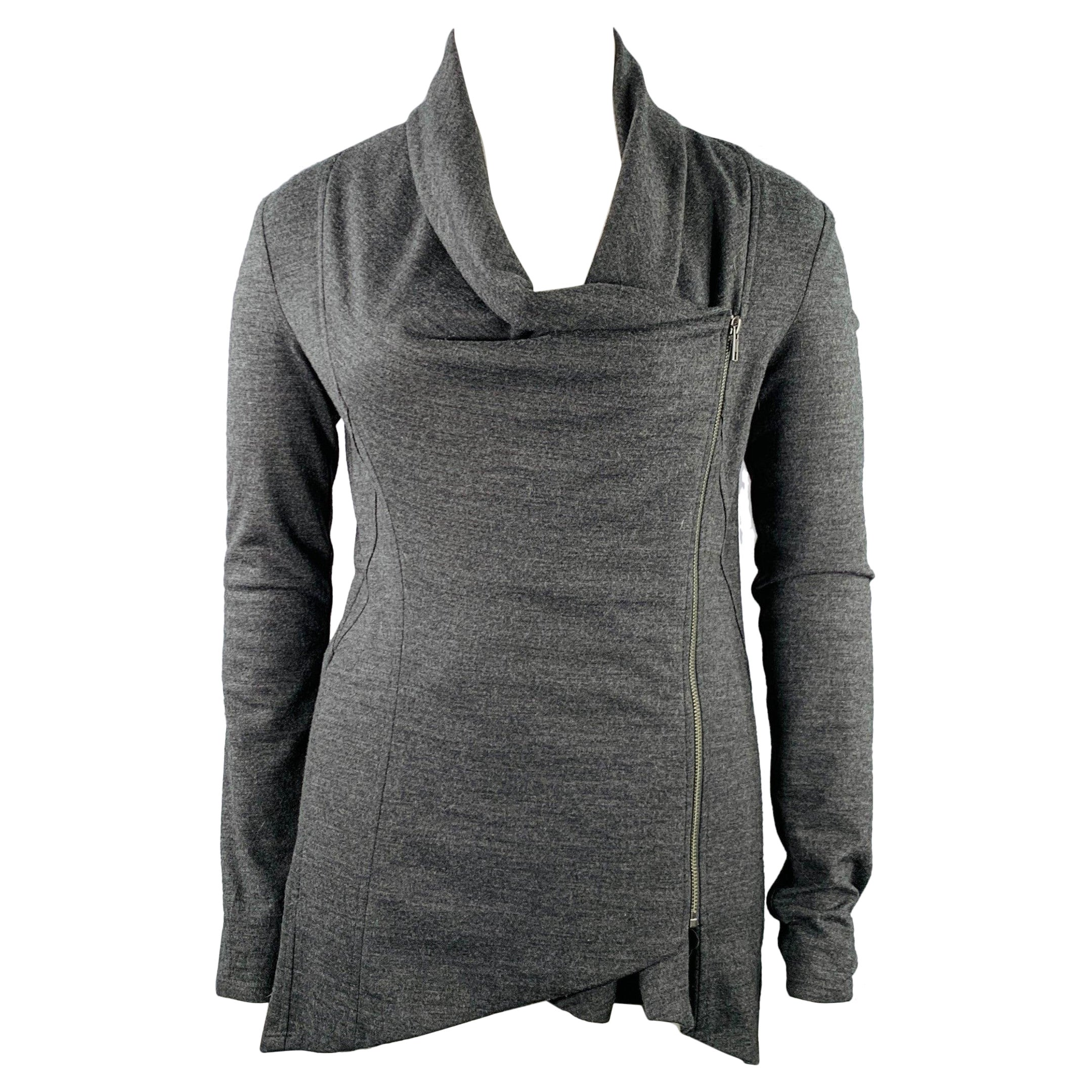 HELMUT LANG Taille L Pull zippé en laine gris anthracite