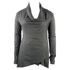 HELMUT LANG Size L Grey Charcoal Wool Zip Up Sweater