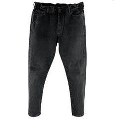 OFF-WHITE Size 31 Black Washed Cotton Elastic Waistband Jeans