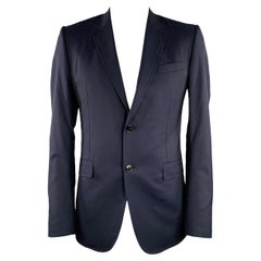 GUCCI Size 42 Long Navy Wool Single Breasted Sport Coat
