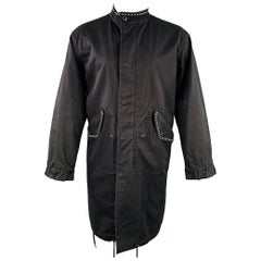 SAINT LAURENT Größe 40 Schwarzer Mantel aus Baumwolle mit Nieten