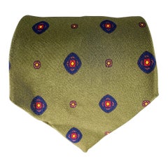 GIANNI VERSACE Corbata de seda de lunares verde marino