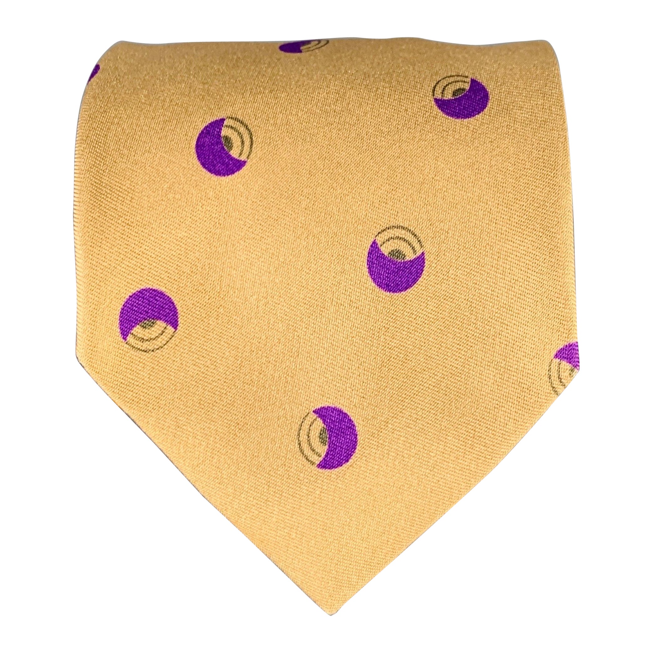 GIORGIO ARMANI Gold Purple Dots Silk Tie
