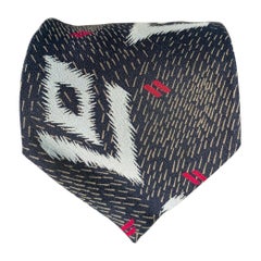 GIORGIO ARMANI Navy Light Blue Abstract Silk Tie
