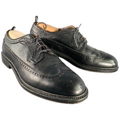 BLACK FLEECE Autumn 2007 Size 10.5 Black Pebble Grain Perforated Leather Derby Lace-Up Shoes