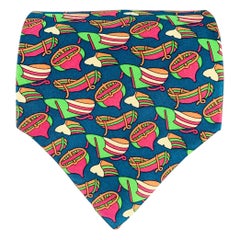 CHRISTIAN DIOR Blue Multi Color Abstract Silk Tie