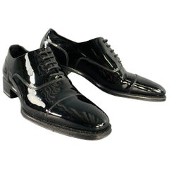 DSQUARED2 Size 7 Black Patent Leather Oxford Lace-Up Shoes