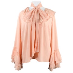 RODARTE Größe 18 Rosa Bluse mit gerafftem V-Ausschnitt aus Polyestermischung