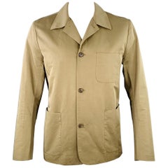 PAUL SMITH Size XL Green Olive Cotton Linen Patch Pockets Jacket