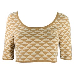 PRADA by RAF SIMONS 2023 Size S Beige Cream Knit Triangle Cropped Pullover