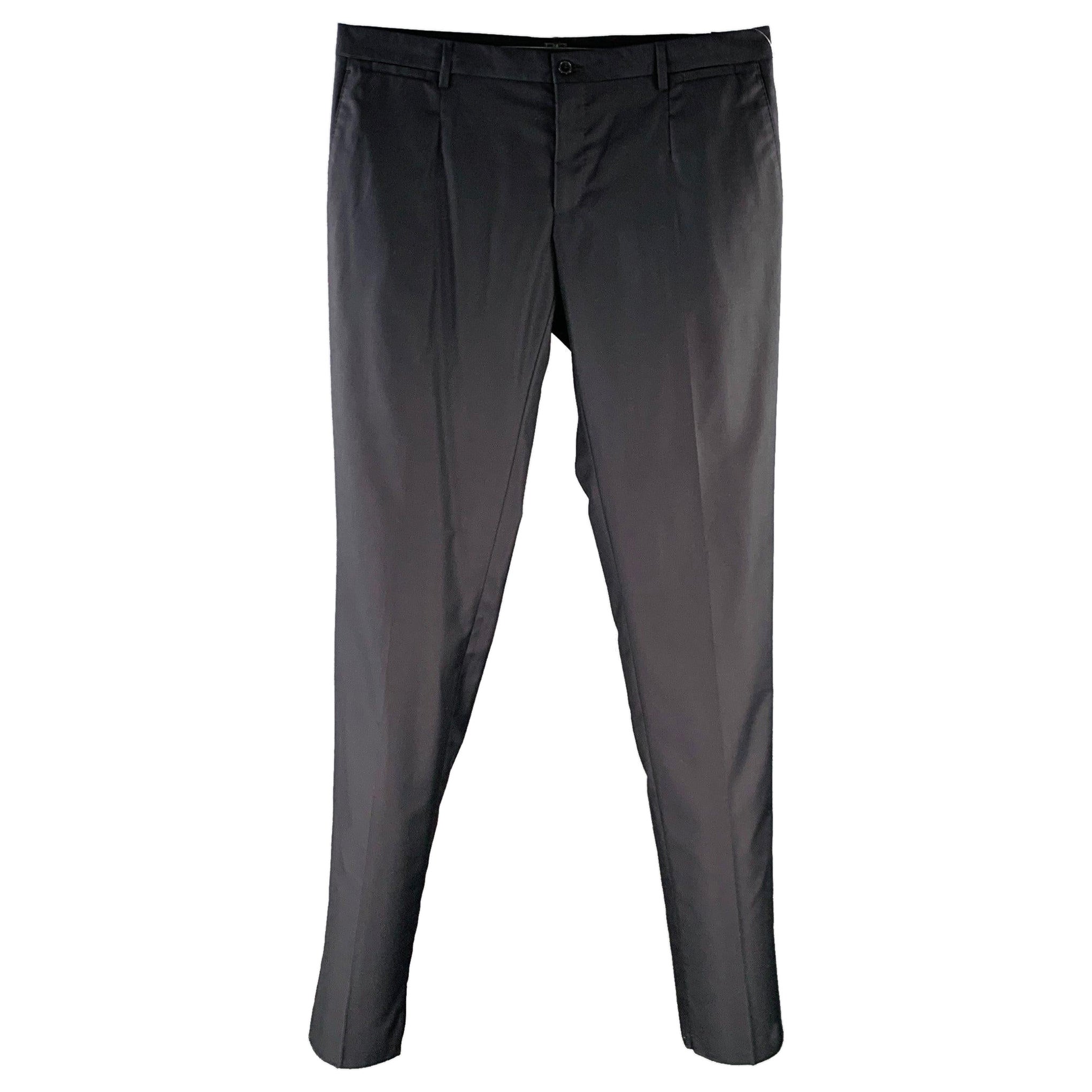 DOLCE & GABBANA Größe 36 Navy Wolle Seide Zip Fly Kleid Hose