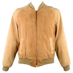 SAKS FIFTH AVENUE Bomber vintage en daim beige taille 44