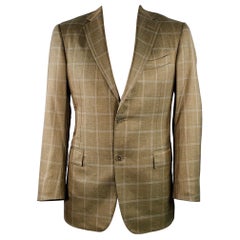 Ermenegildo Zegna Taglia 42 Marrone Oliver Window Pane Silk Wool Notch Lapel Sport Coat