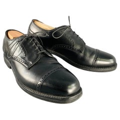 ALLEN EDMONDS Size 12 Black Perforated Leather Cap Toe Lace-Up Shoes