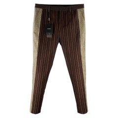 Dolce & Gabbana Size 32 Brown Grey Wool Blend Stripe Houndstooth Zip Fly Dress Pants
