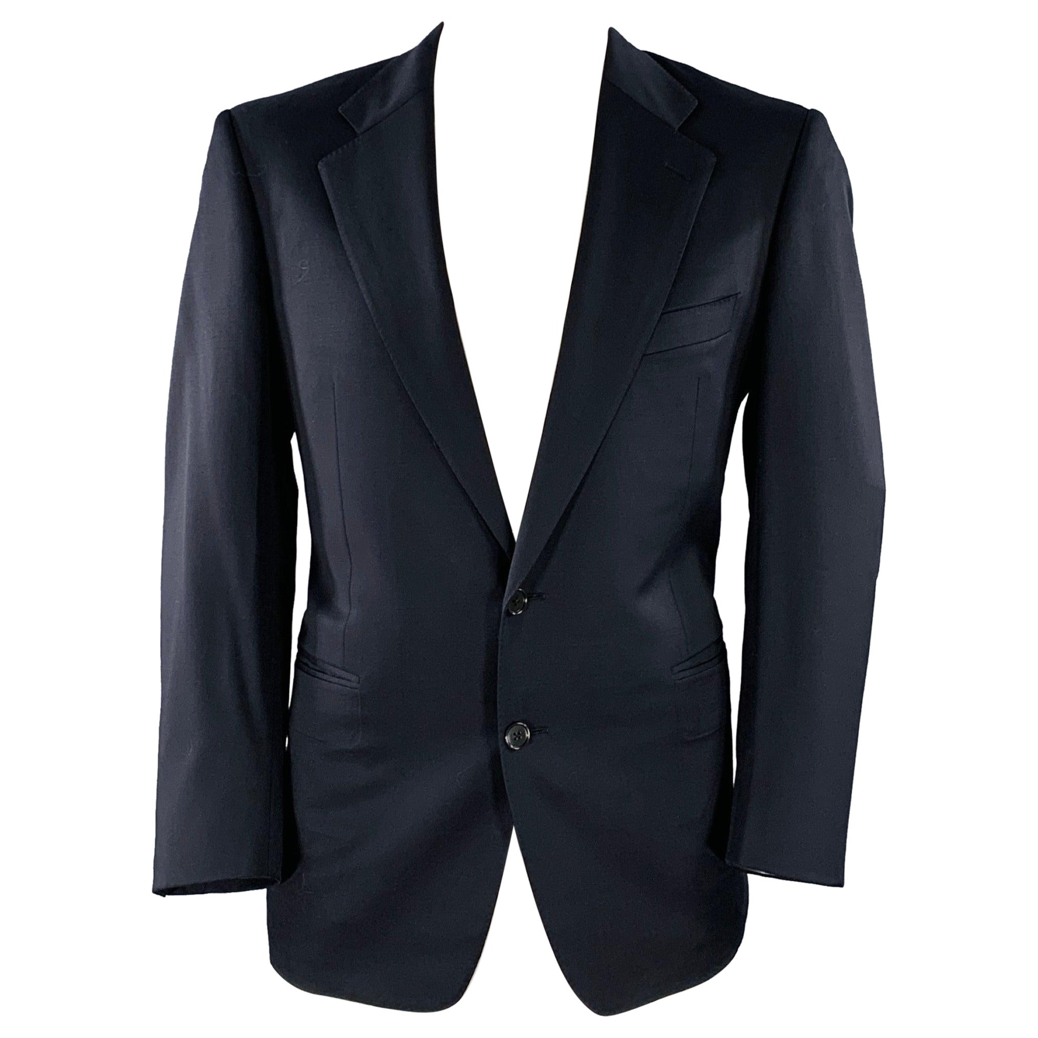 Ermenegildo Zegna Taglia 44 Cappotto sportivo in lana navy con risvolto a tacche in vendita
