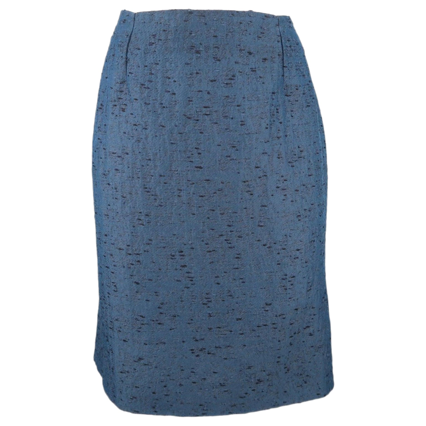 VALENTINO Falda lápiz texturizada en mezcla de viscosa azul talla 6