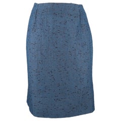 VALENTINO Falda lápiz texturizada en mezcla de viscosa azul talla 6