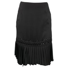 GUCCI Size 2 Black Silk Beaded Pleated Skirt