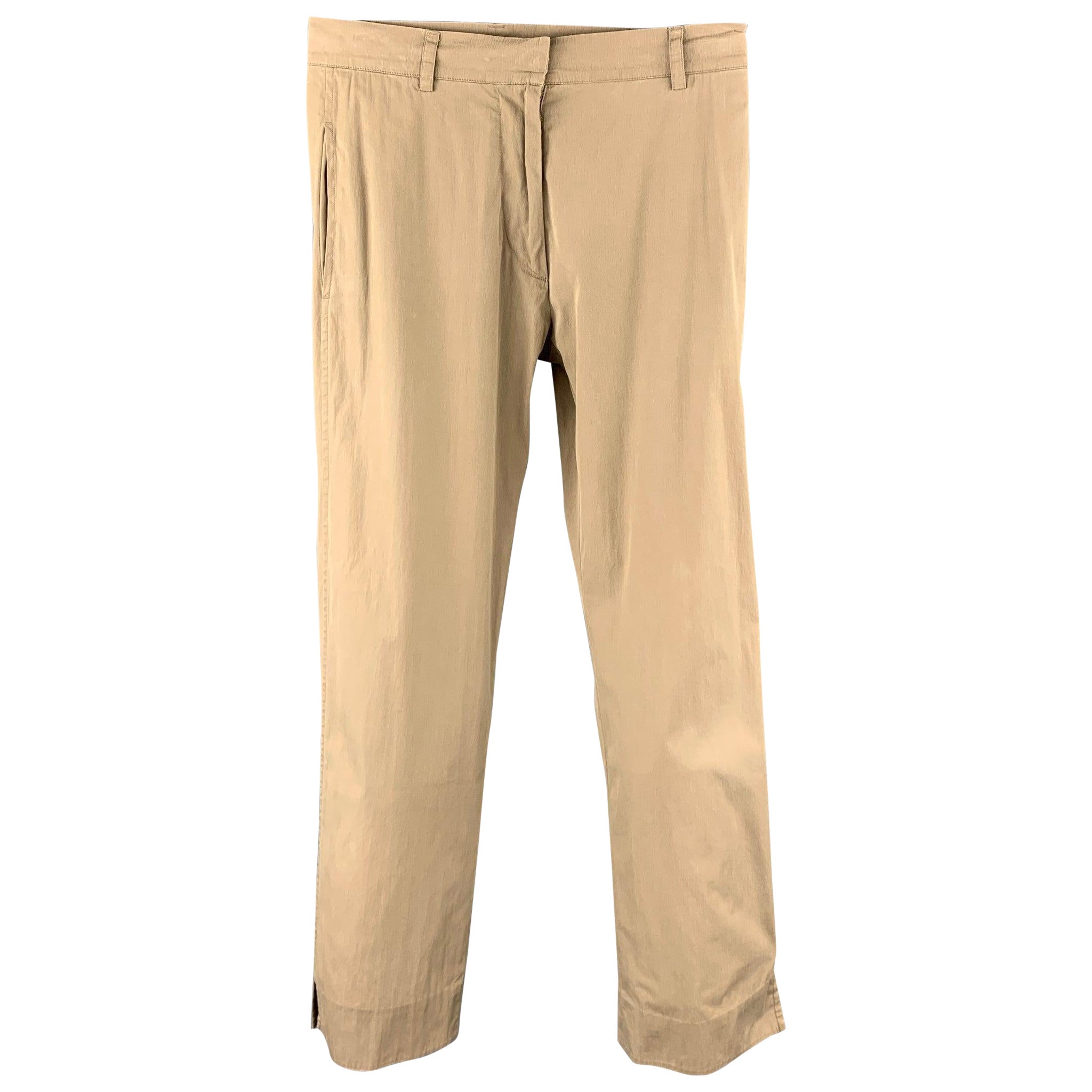 JIL SANDER Size 2 Taupe Cotton Blend Straight Dress Pants For Sale