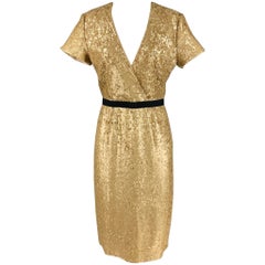 BURBERRY LONDON Size 8 Gold Viscose Blend Sequined Cocktail Dress