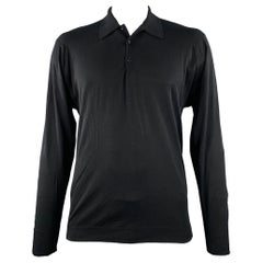 Polo a maniche lunghe in cotone nero Harrods taglia XL