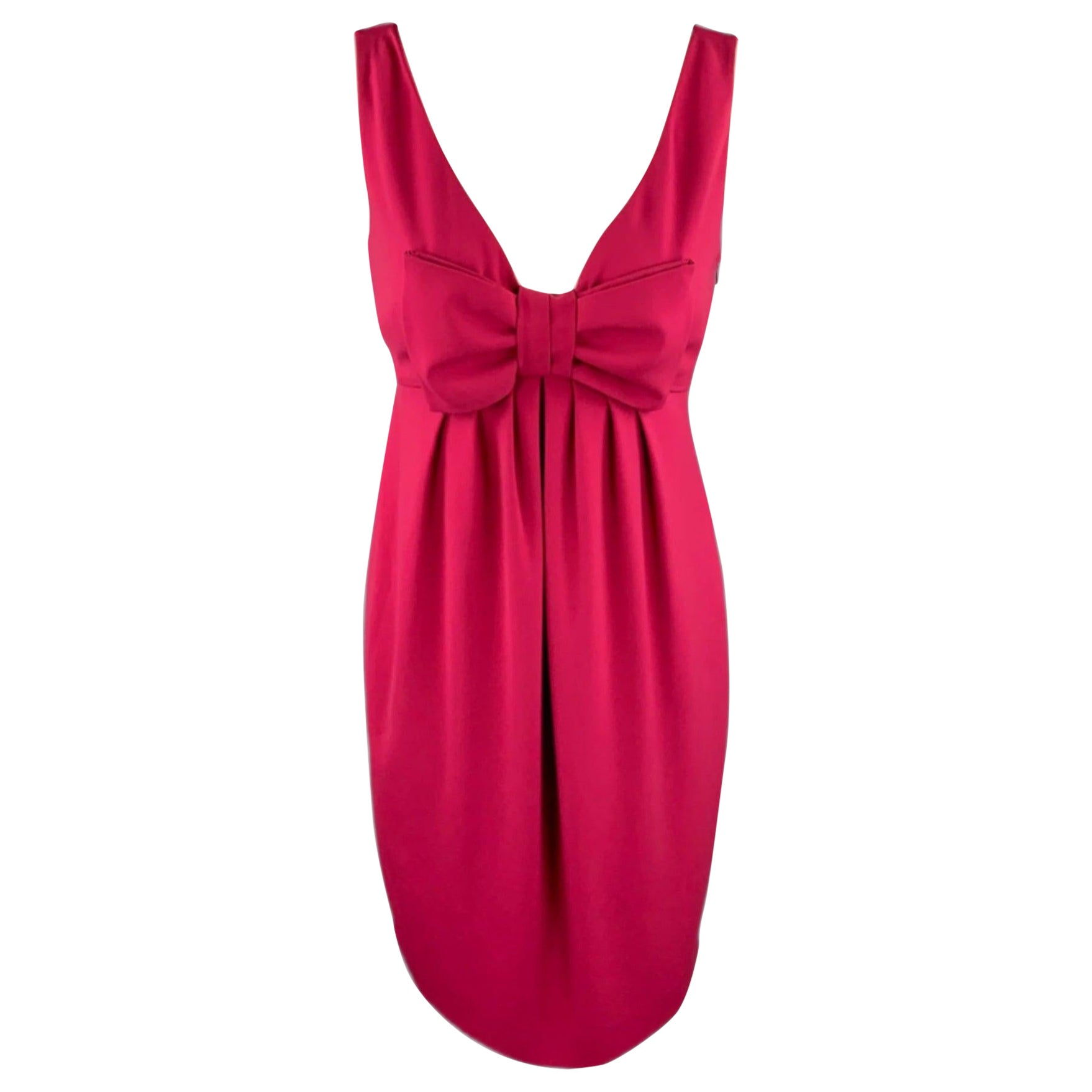 Moschino Taglia 8 Abito da Cocktail in Poliestere Vita Impero Rosa Fucsia