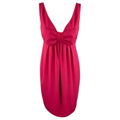 Moschino Taglia 8 Abito da Cocktail in Poliestere Vita Impero Rosa Fucsia