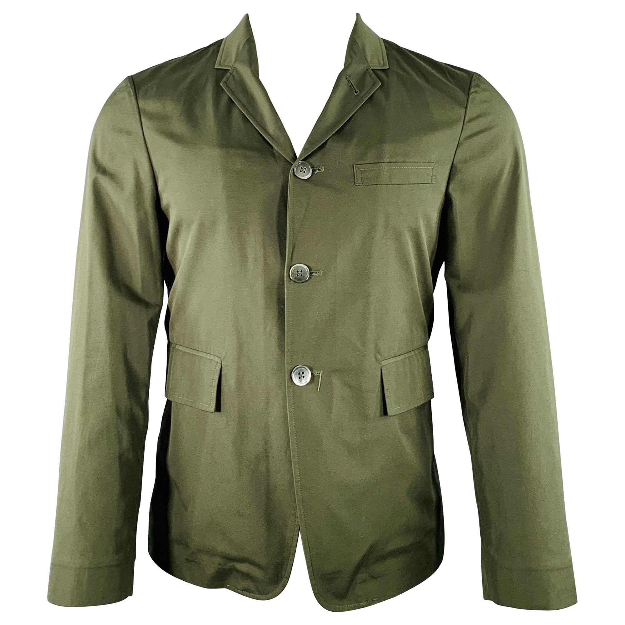 THOM BROWNE Size XS Green Olive Notch Lapel Jacket For Sale
