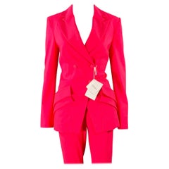 LA PERLA Size 4 Hot Pink Wool Blend Double Breasted Pantsuit