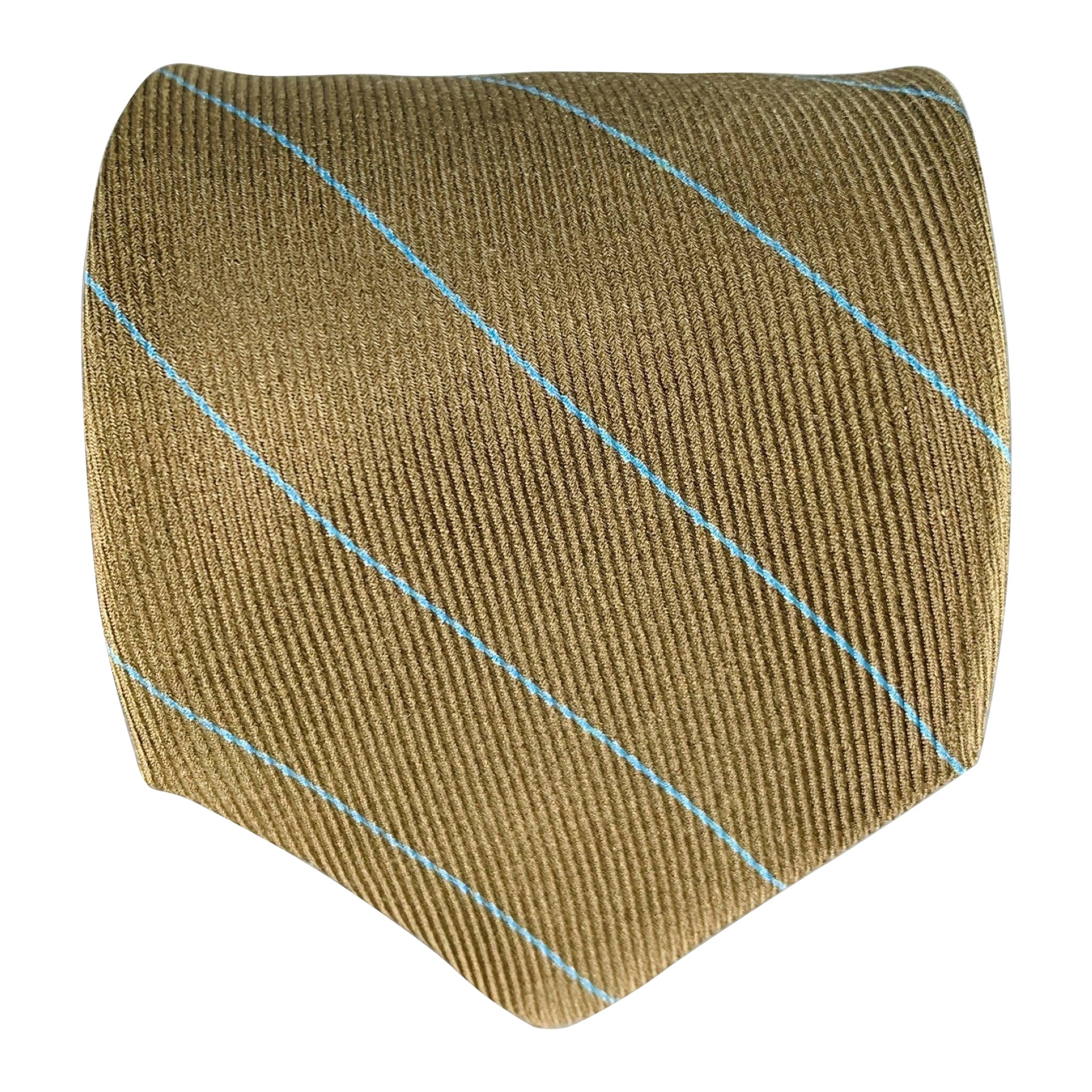 GIORGIO ARMANI Green Blue Diagonal Stripe Silk Tie