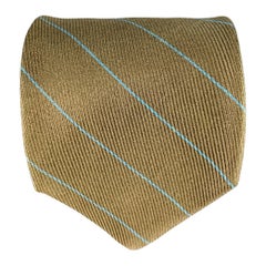 GIORGIO ARMANI Corbata de seda con raya diagonal verde azulada
