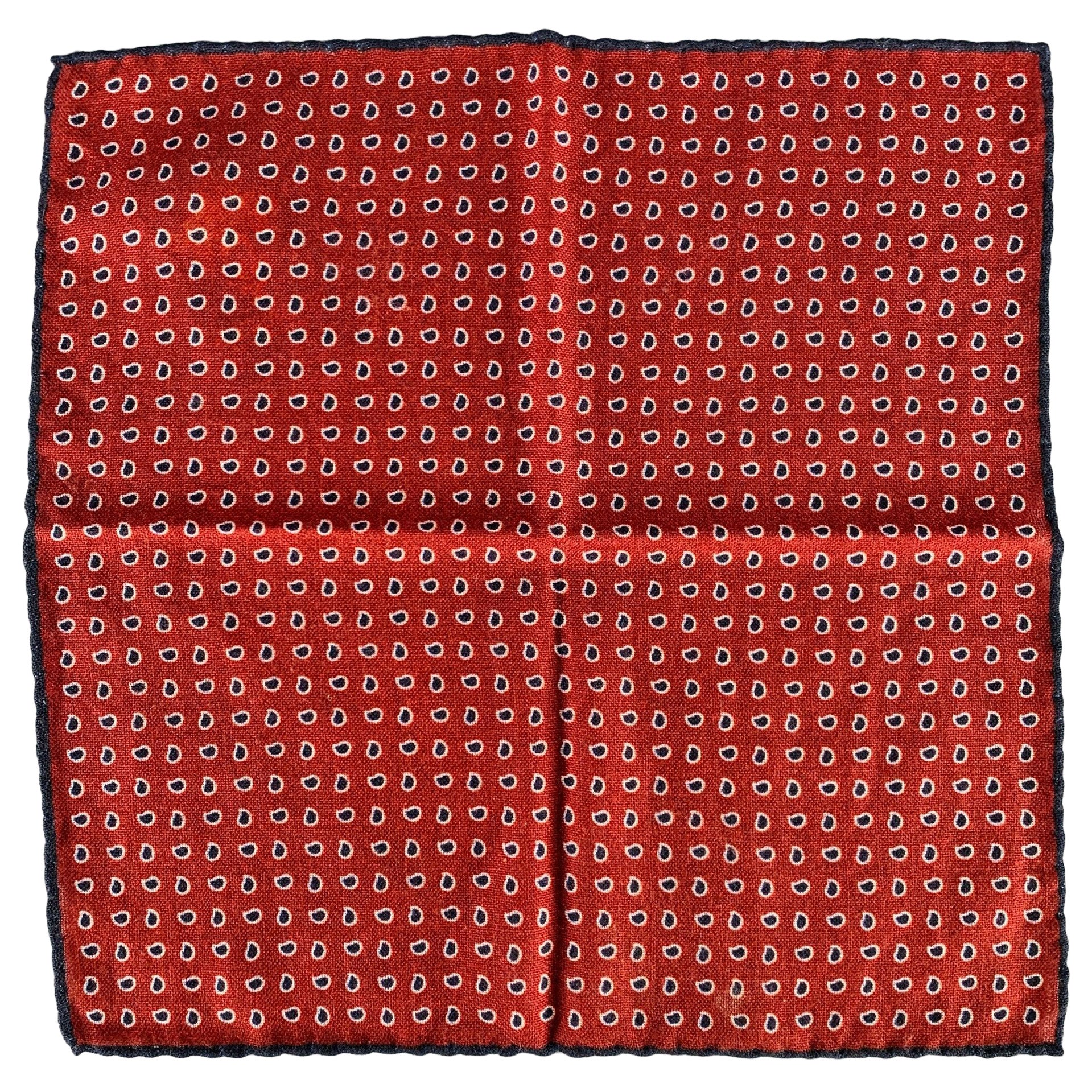 BRUNELLO CUCINELLI Burgundy Navy Paisley Pocket Square