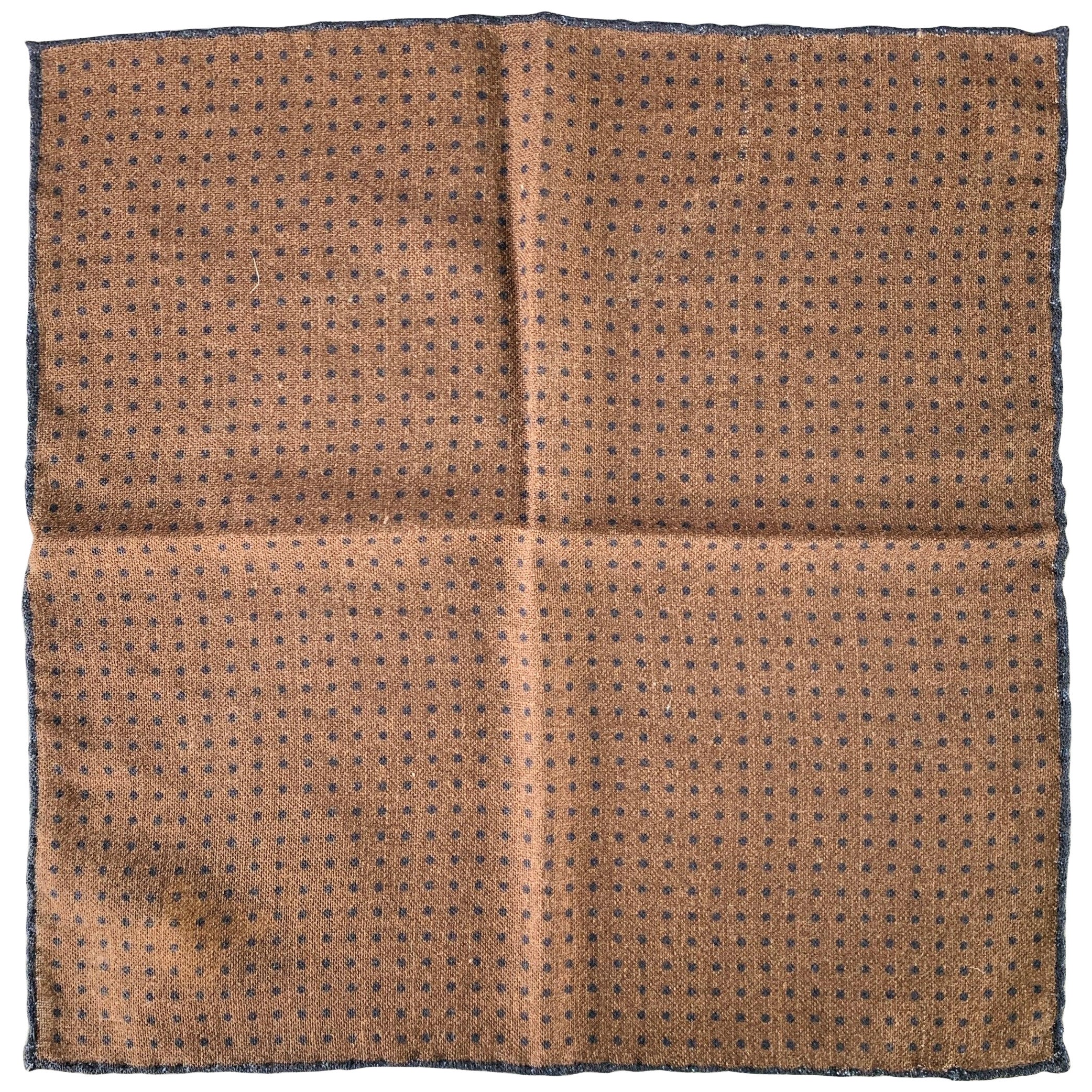 BRUNELLO CUCINELLI Brown Navy Polka Dot Pocket Square