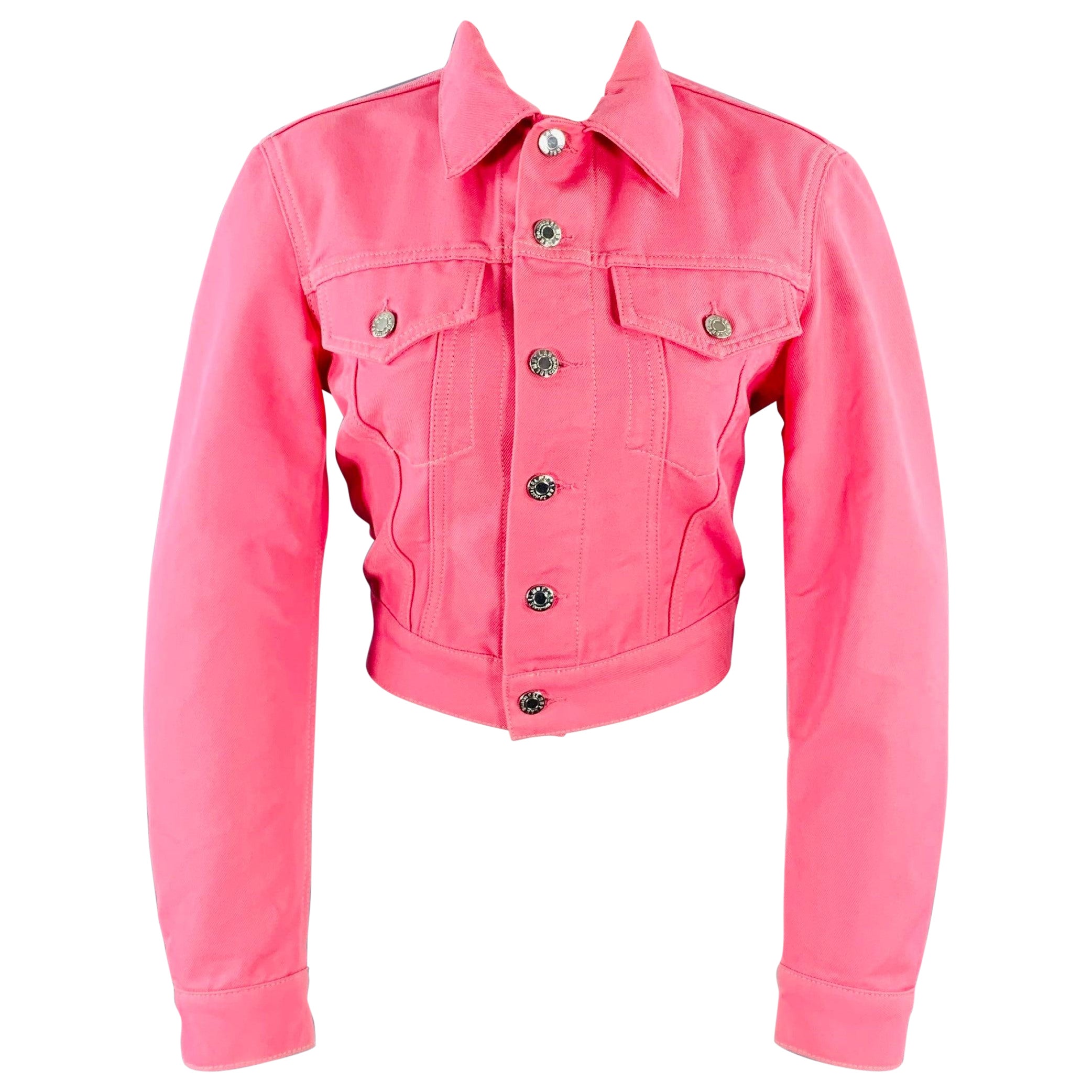 HELMUT LANG Size XS Femme Trucker Pink Cotton Blend Cropped Denim Jacket