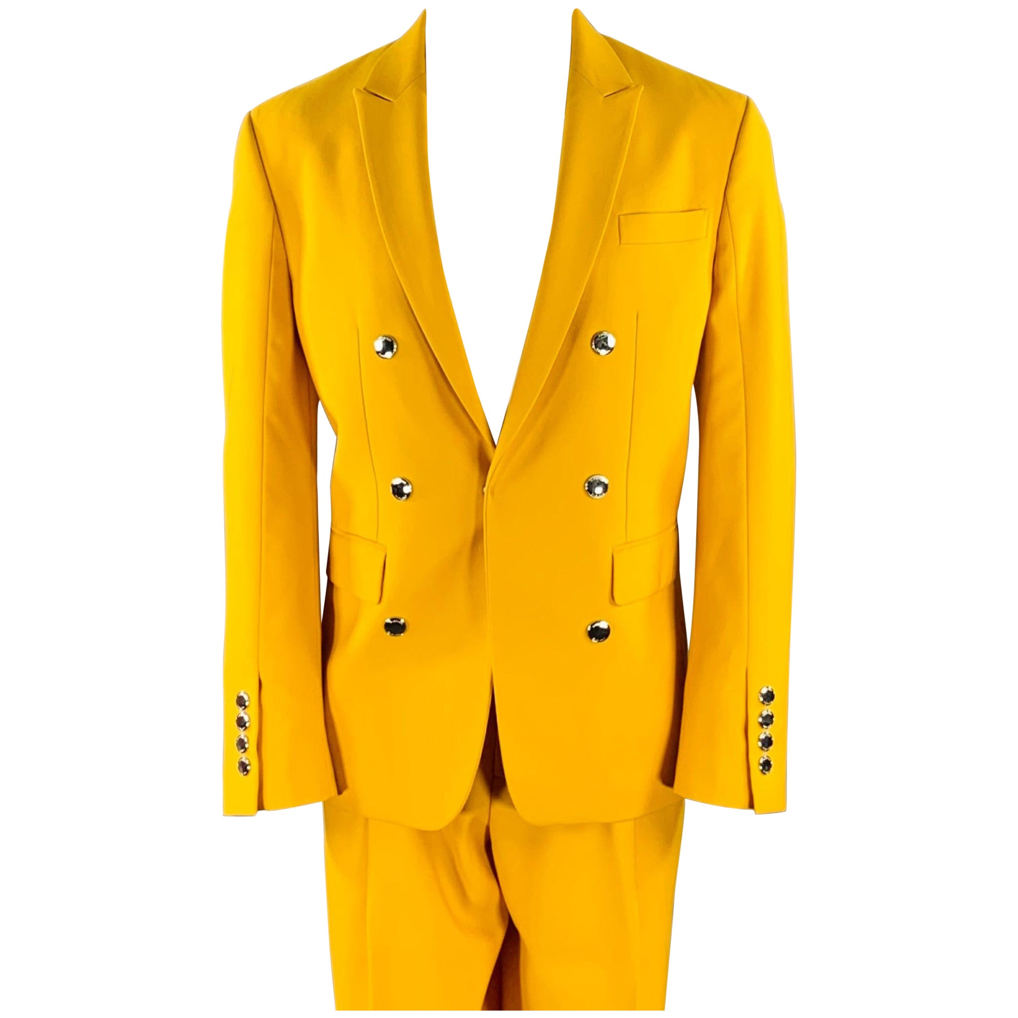 Burberry SS23 Taglia 40 in lana gialla con doppio petto e revers a scatto singolo
